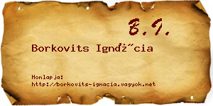 Borkovits Ignácia névjegykártya